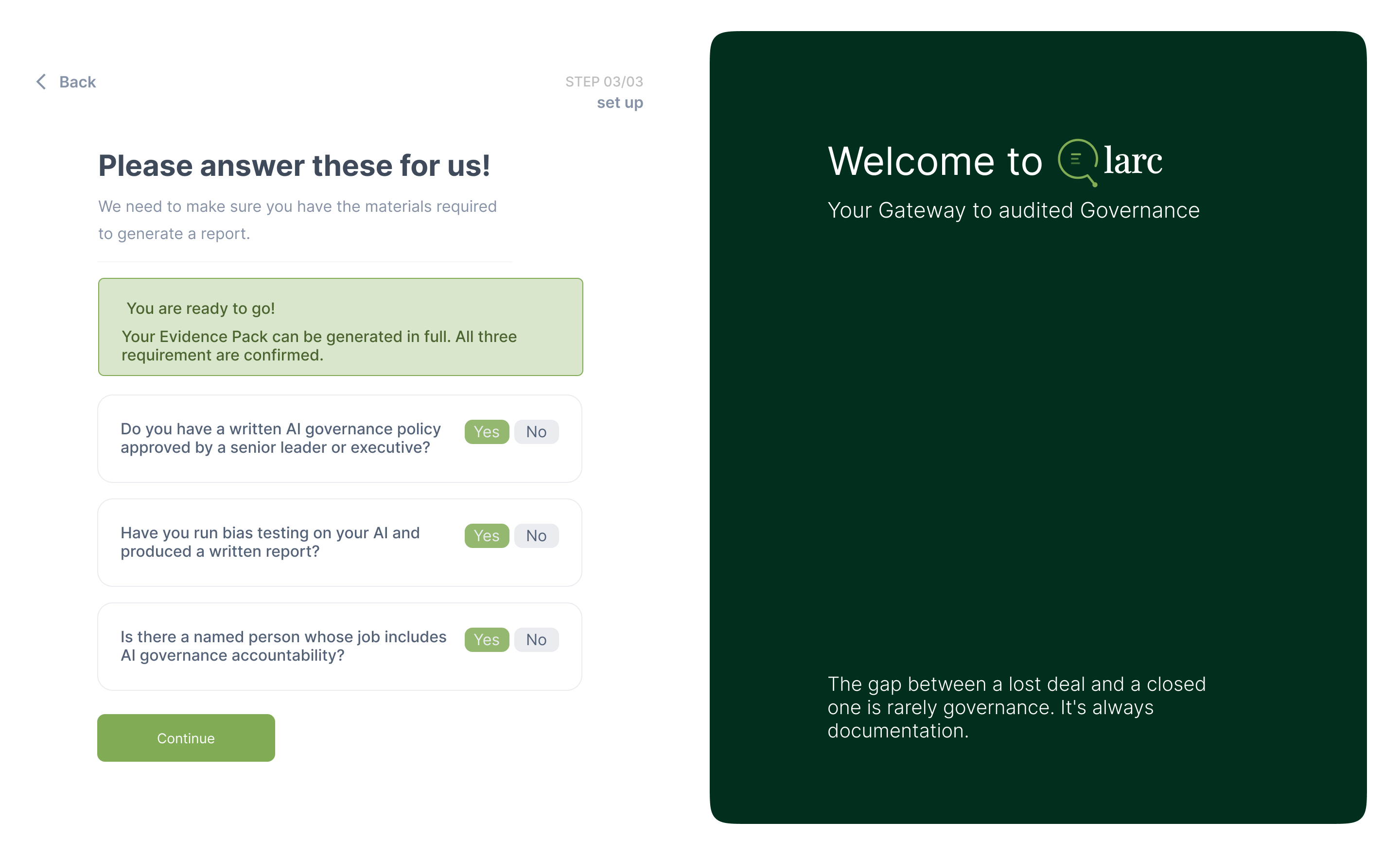 Qualification gate onboarding flow